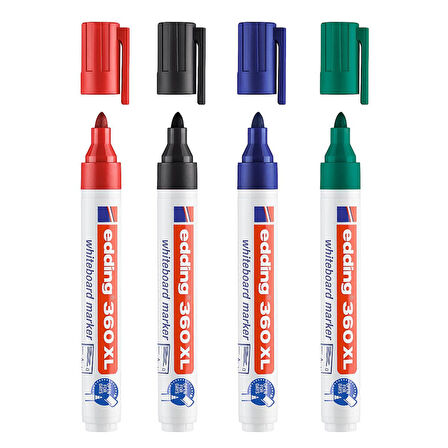 Edding 360 XL Doldurulabilir Beyaz Yazı Tahtası Kalemi 4 Renk Set