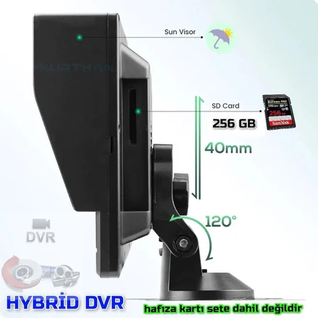 7 İNÇ QLED IPS HYBRİD 4 CH DVR MONİTÖR 256 GB DESTEKLİ - 12*24 VOLT (KAMERASIZ)