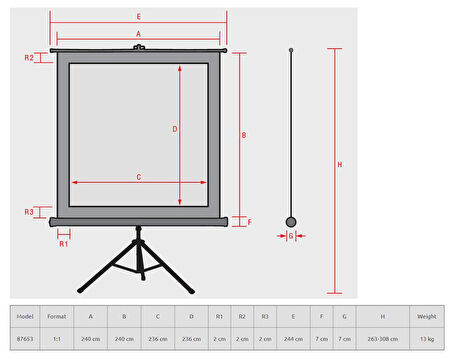 Reflecta 240 cm x 240 cm Tripod Projeksiyon Perdesi