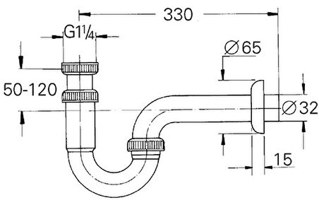 Grohe Lavabo Sifon altı esi 330 mm - 28961000