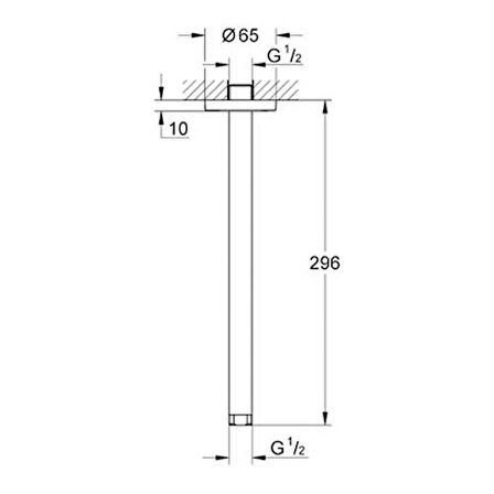 Grohe Rainshower® Tepe Duşu için Tavan İniş Borusu 292 mm - 28497000