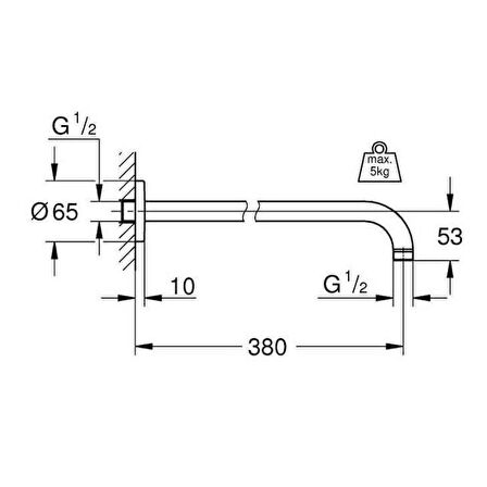 Grohe Rainshower® Tepe Duşu Dirseği Duvardan 380 mm - 28361000