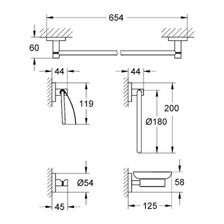 Grohe Essentials 5'li Banyo Aksesuar Seti Krom - 40344001