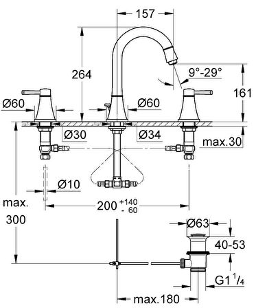 Grohe Lavabo Bataryası 3 Delikli Grandera Warm Sunset - 20389DA0