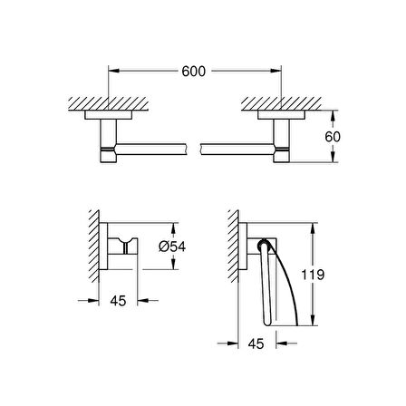 Grohe Essentials Guest 3'Ü 1 Arada Banyo Aksesuar Seti - 40775001