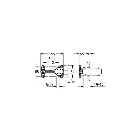 Grohe Tek Kumandalı Lavabo Bataryası 1/2", Universal Ankastre İç Gövde - 23571000