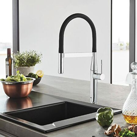 Grohe Eviye Bataryası Spiralli 2 Fonk Essence Krom/Siyah-30294000