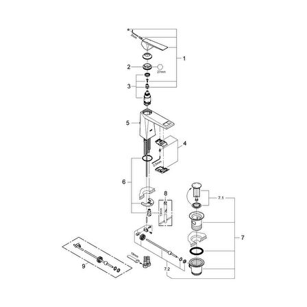 Grohe Allure Brilliant Tek Kumandalı Lavabo Bataryası M-Boyut - 23029AL0
