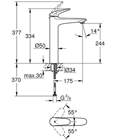 Grohe Çanak Lavabo Bataryası Eurostyle XL Boyut Krom - 23719003