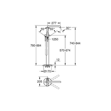 Grohe Essence Yerden Küvet Bataryası