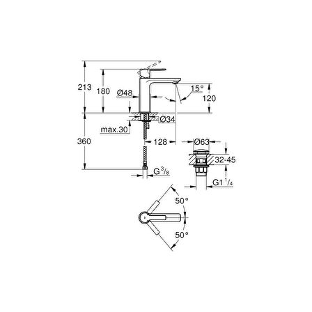 Lineare Tek Kumandalı Lavabo Bataryası S-Boyut 23106001