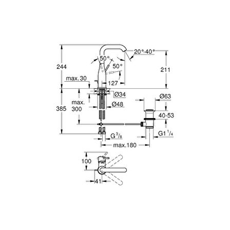 Grohe Essence Tek Kumandalı Lavabo Bataryası 1/2″ L-Boyut 32628DL1