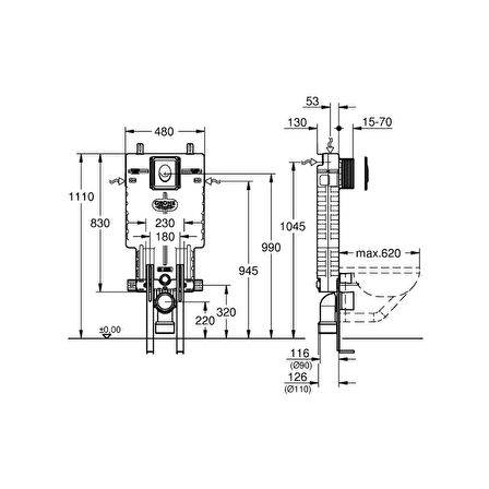 Grohe Uniset Wc İçin 3Ü Bir Arada Seti - 39452000