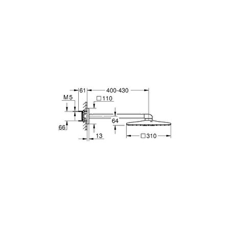 Grohe Rainshower Smartactive 310 Cube Tepe Duşu Seti 430 Mm, 2 Akışlı-26479000