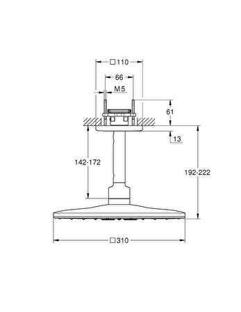 Grohe Rainshower 310 Cube Tepe Duşu Seti 142 Mm, 2 Akışlı