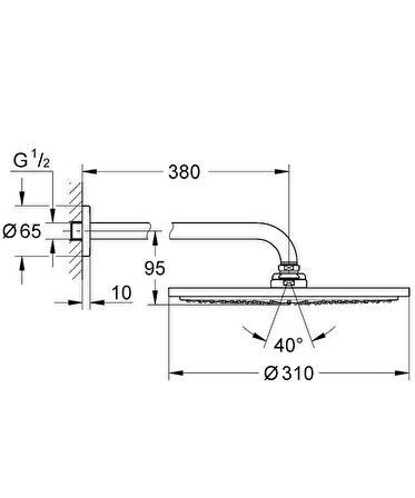 Grohe Tepe Duşu 31 cm + Duv.Dirsek 38 cm Hard Graphite - 26066A00