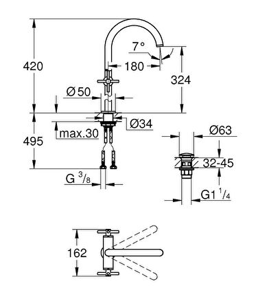 Grohe Çanak Lavabo Bataryası Atrio Super Steel - 21044DC3