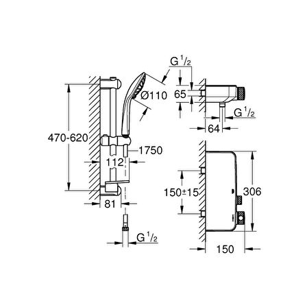 Grohe Grohtherm Smartcontrol Termostatik Duş Bataryası / Duş Seti Dahil - 34720000