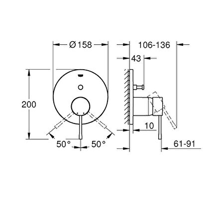 Grohe Essence 24058DA1 Bakır Banyo Bataryası