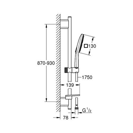 Grohe Rainshower Smartactive 130 Cube Sürgülü Duş Seti 3 Akışlı - 26587000