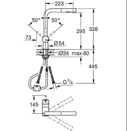 Grohe Minta Tek Kumandalı Eviye Bataryası - 30274AL0 