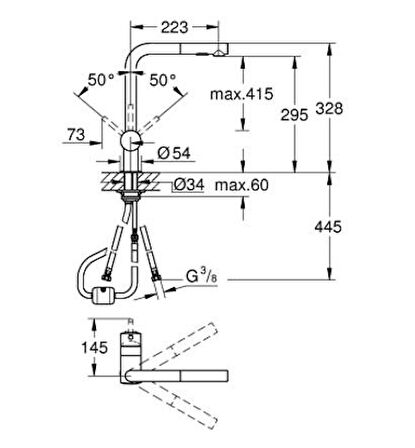 Grohe Minta Tek Kumandalı Eviye Bataryası - 30274DL0