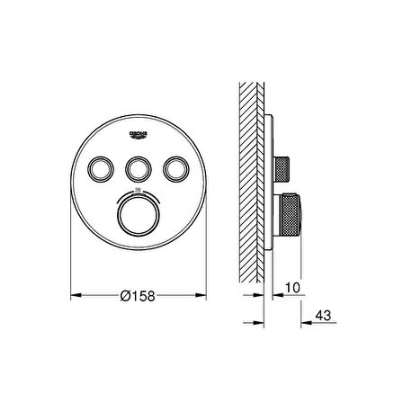 Grohe Grohtherm Smartcontrol Üç Valfli Akış Kontrollü, Ankastre Termostatik Duş Bataryası - 29121A00