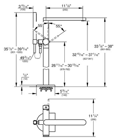 Grohe 23846003 Gümüş Banyo Bataryası