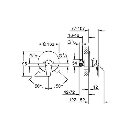 Grohe Bauedge Tek Kumandalı Duş Bataryası - 29078001