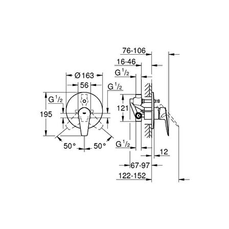 Grohe Bauedge 29079001 Gümüş Banyo Bataryası