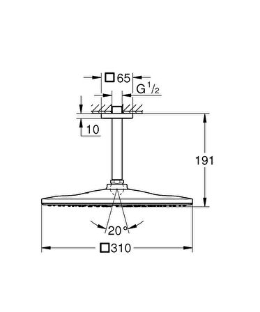 Grohe Rainshower Mono 310 Cube Tepe Duşu Seti 142 mm, Tek Akuşlı - 26566AL0
