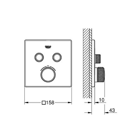 Grohe Grohtherm Smartcontrol Çift Valfli Akış Kontrollü, Ankastre Termostatik Duş Bataryası - 29124Dl0