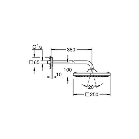 Grohe Tempesta 250 Cube Tepe Duşu Seti 380 Mm, Tek Akışlı - 26687000