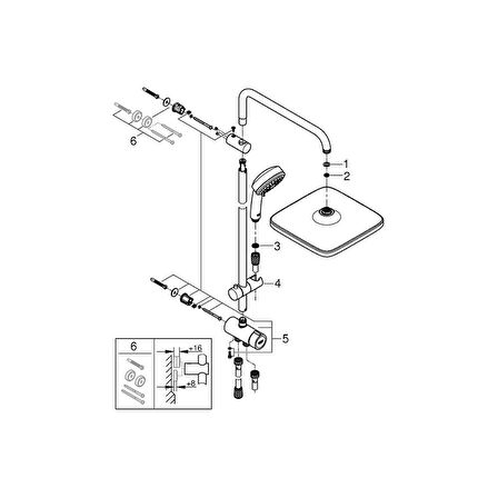 Grohe Tempesta Cosmopolitan System 250 Cube Duvar Bağlantılı, Divertörlü Duş Sistemi - 26694000