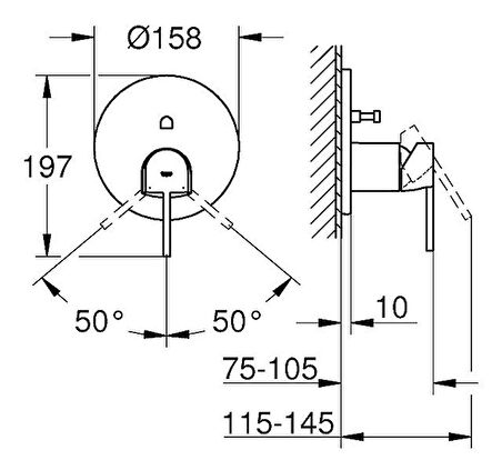 Grohe Plus 24060AL3 Siyah Banyo Bataryası