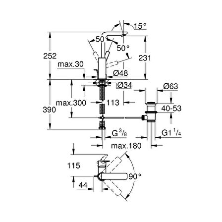 Grohe Lineare Tek Kumandalı Lavabo Bataryası 1/2"
L-Boyut - 23296Al1