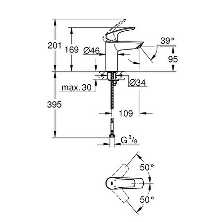 Grohe Eurosmart Tek Kumandalı Lavabo Bataryası 
S - Boyut - 32467003