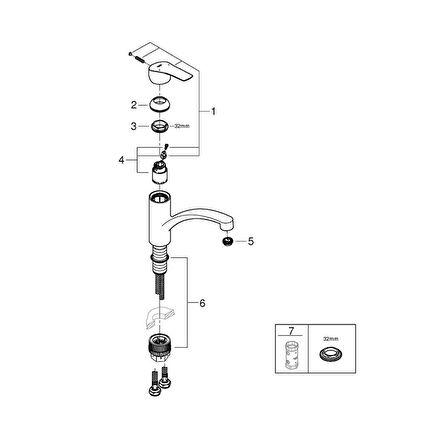 Grohe Eurosmart Tek Kumandalı Eviye Bataryası - 33281003