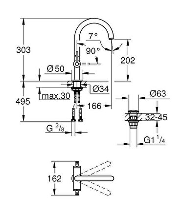 Grohe Lavabo Bataryası Atrio L Boyut - 21145AL0