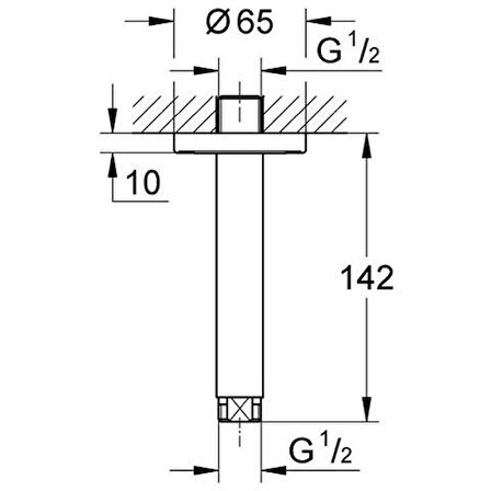 Grohe Rainshower Tavan İniş Borusu 142 mm - 28724000