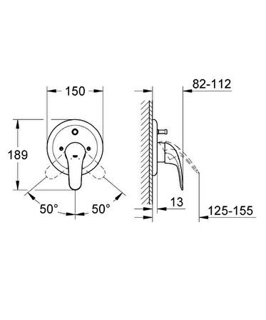 Grohe Eurosmart 19450002 Gümüş Banyo Bataryası