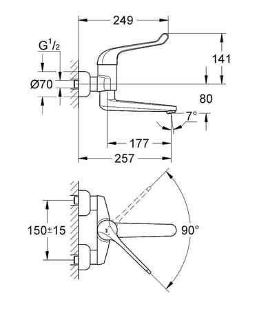 Grohe Euroeco Special SSC Uzun Kumanda Kollu Duvardan Ankastre Lavabo Bataryası - 32793000