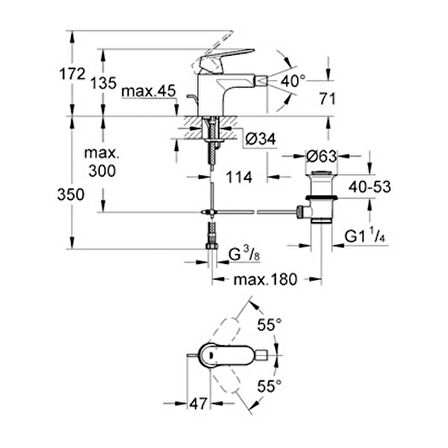 Grohe Eurocosmo Tek Kumandalı Bide Bataryası - 32839000