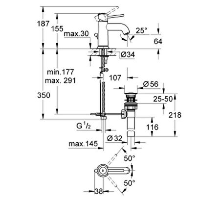 Grohe Bauclassic Tek Kumandalı Lavabo Bataryası (32862000)