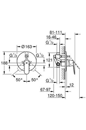 Grohe Eurosmart Cosmo 32879000 Gümüş Banyo Bataryası