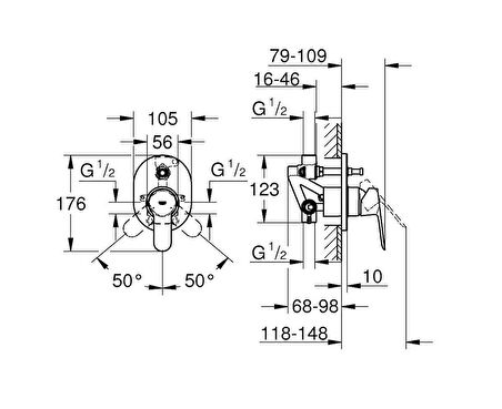 Grohe BauEdge 29039000 Gümüş Banyo Bataryası