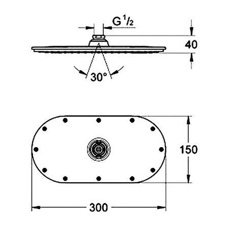 Grohe Rainshower Tepe Dusu 30x15 cm - 27470000