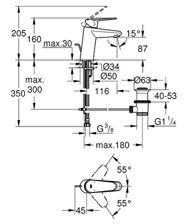 Grohe Lavabo Bataryası Eurodisc Cosmo S-Boyut Krom - 3319020E