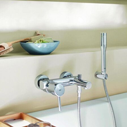 Grohe Concetto 32211001 Gümüş Banyo Bataryası