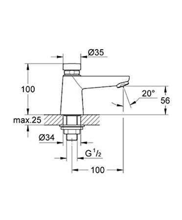 Grohe Zaman Ayarlı Lavabo Batarya Euroeco Cosmopolitan 36265000